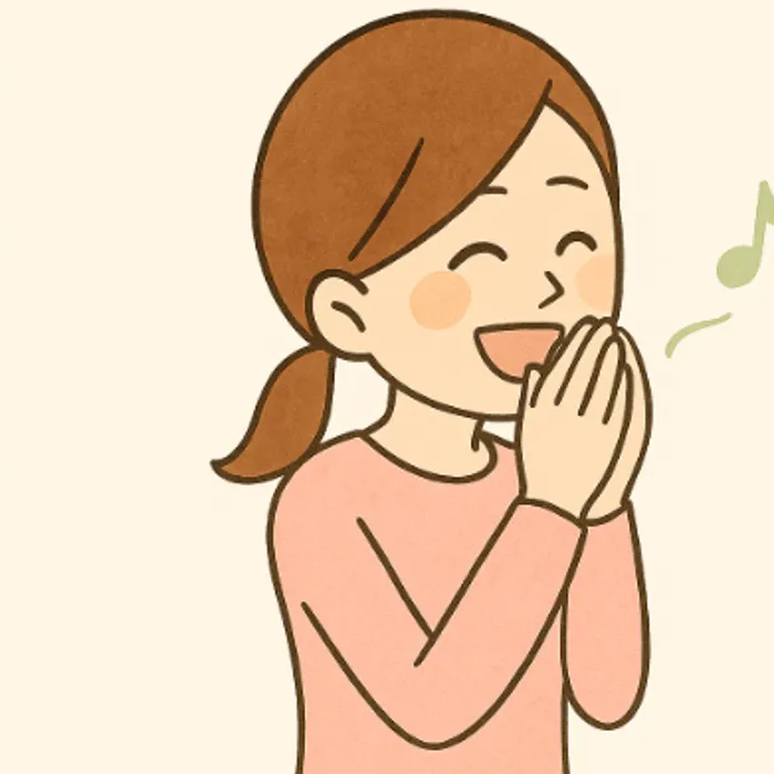 ごきげんな女性のイラスト