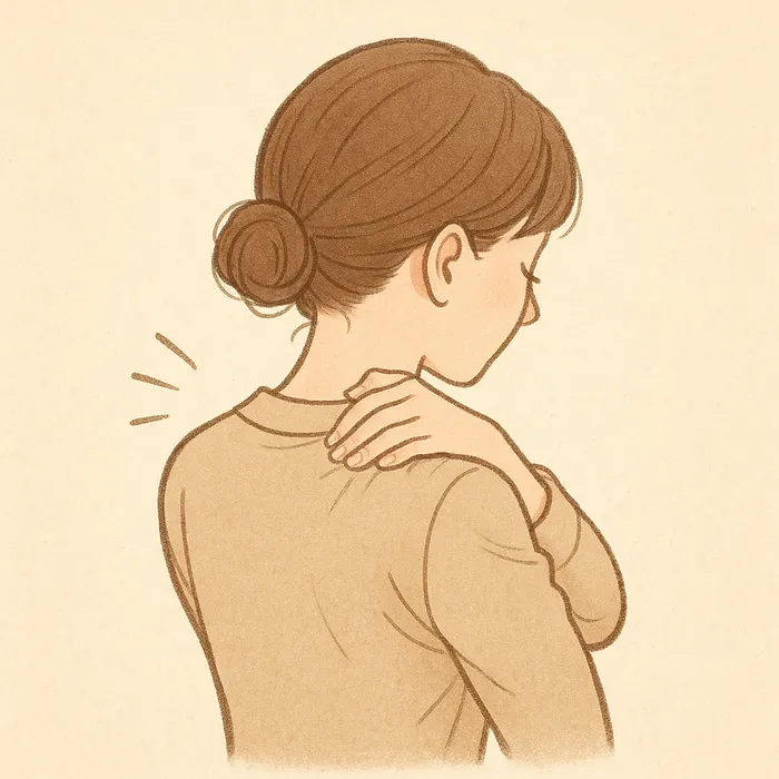 ガチガチの肩こりで悩む女性