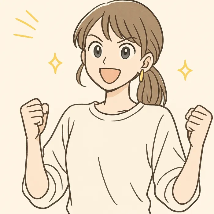 がんばっている様子の女性のイラスト