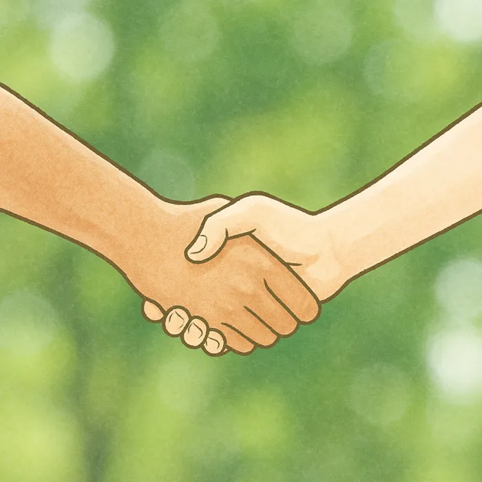 はじめましての握手をするイラスト