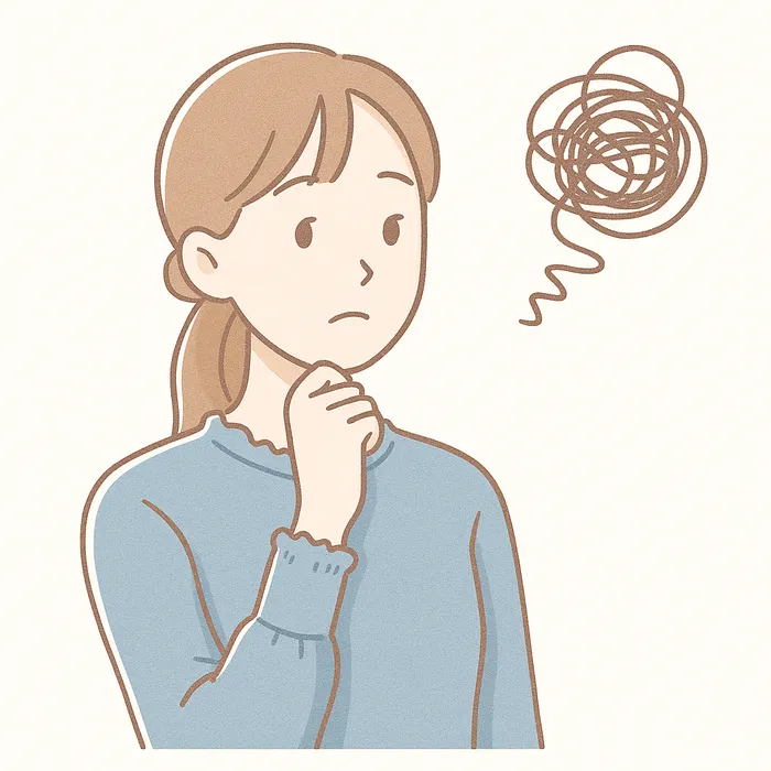 がんばり過ぎてモヤモヤする女性のイラスト