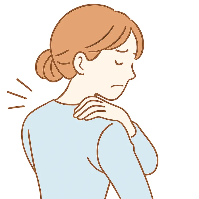 肩こりがつらそうな女性のイラスト