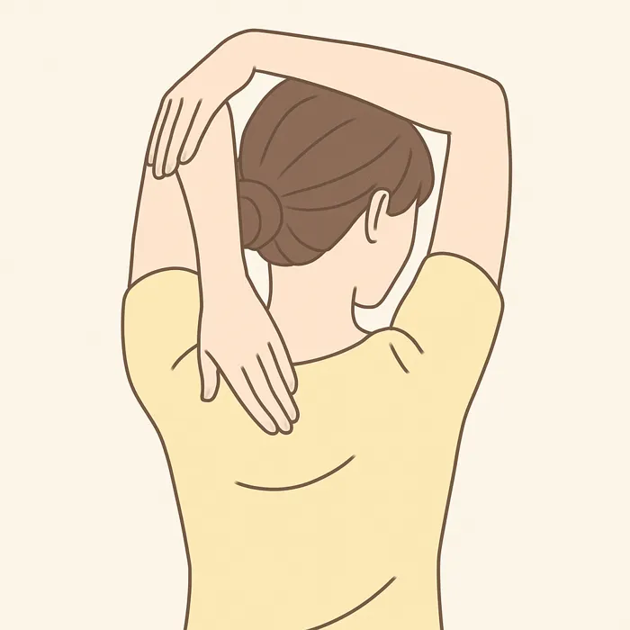 肩甲骨をストレッチする女性のイラスト