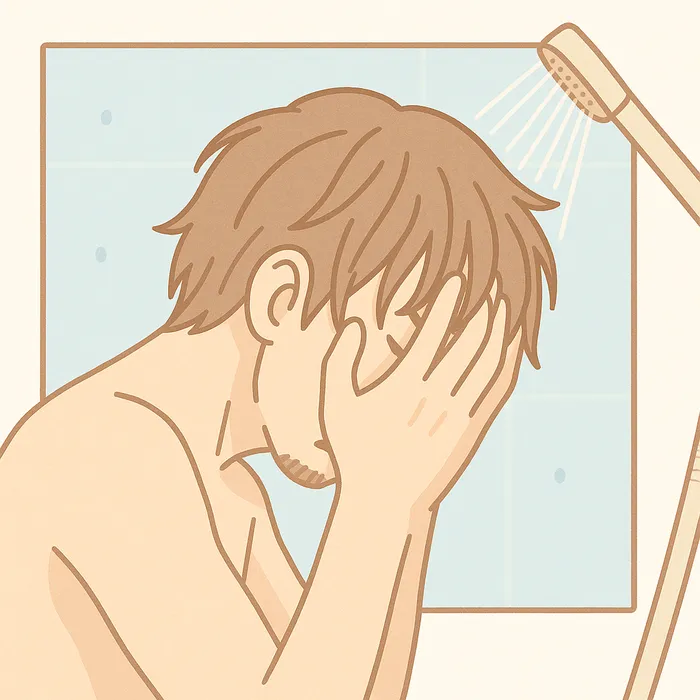 シャワーを浴びる男性のイラスト