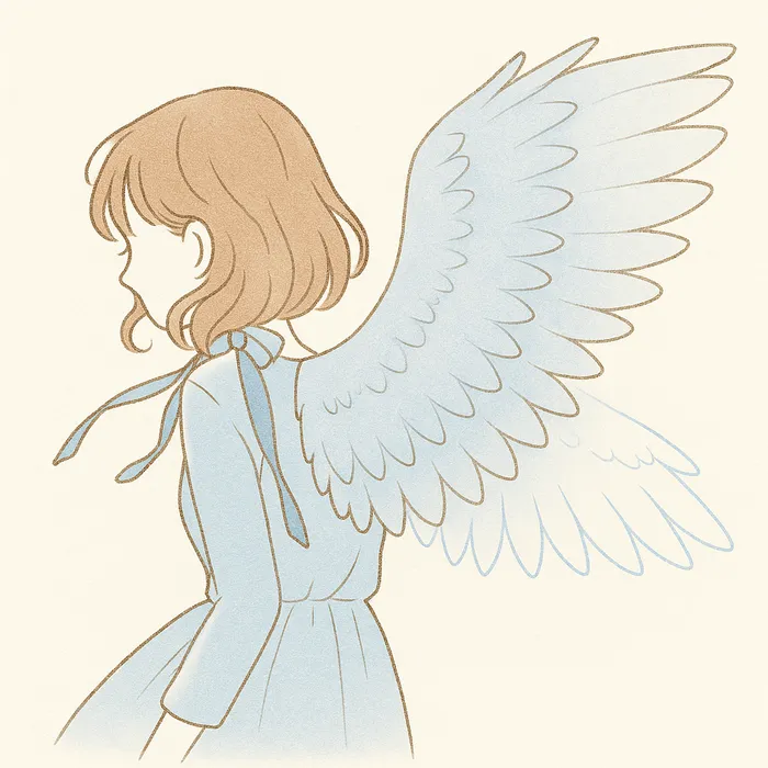 体に羽がはえたように軽くなった女性のイラスト