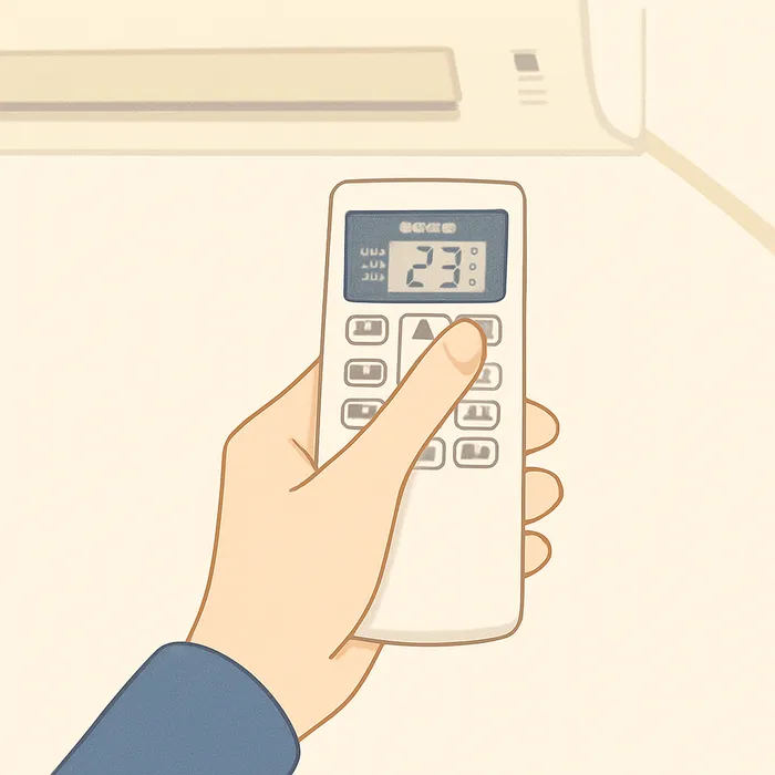エアコンの設定温度を変える様子のイラスト