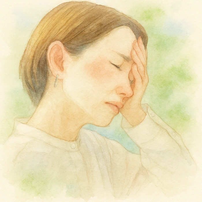 頭が痛そうにしている女性のイラスト