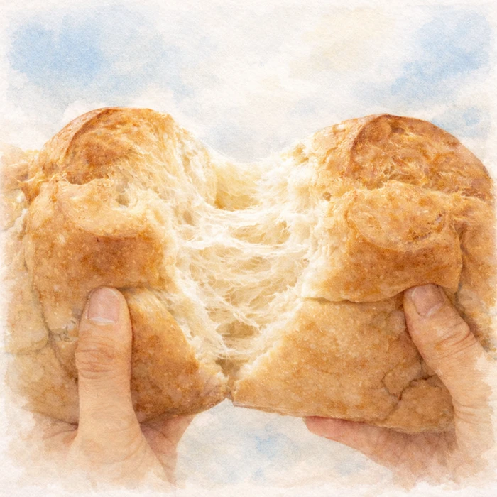 パンを分けるイラスト