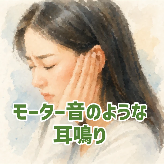 モーター音のような低音で響く耳鳴りに悩む女性のイメージ